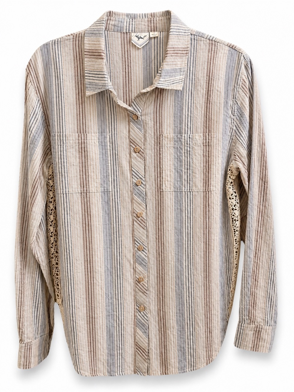 White Crow Long Sleeved Lace Button Down Small‎